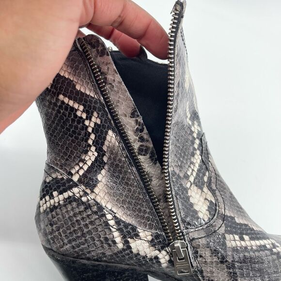 ALLSAINTS Rolene Animal Print Embossed Leather Western Block Heel Boots Size 7 - Picture 8 of 16